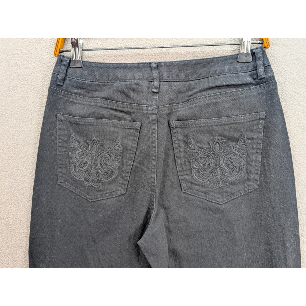 Talbots Embroidered Pocket Denim Jeans Women's Size 4 Stretch Black Mid Rise - Picture 3 of 9